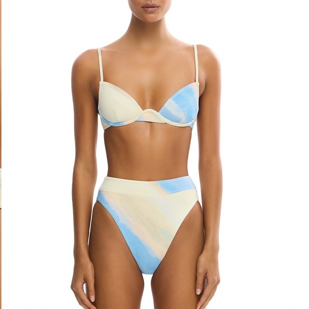 Significant Other Corinne Balconette Bikini Top Vista Stripe Blue Cream NWT 12 - Picture 2 of 5